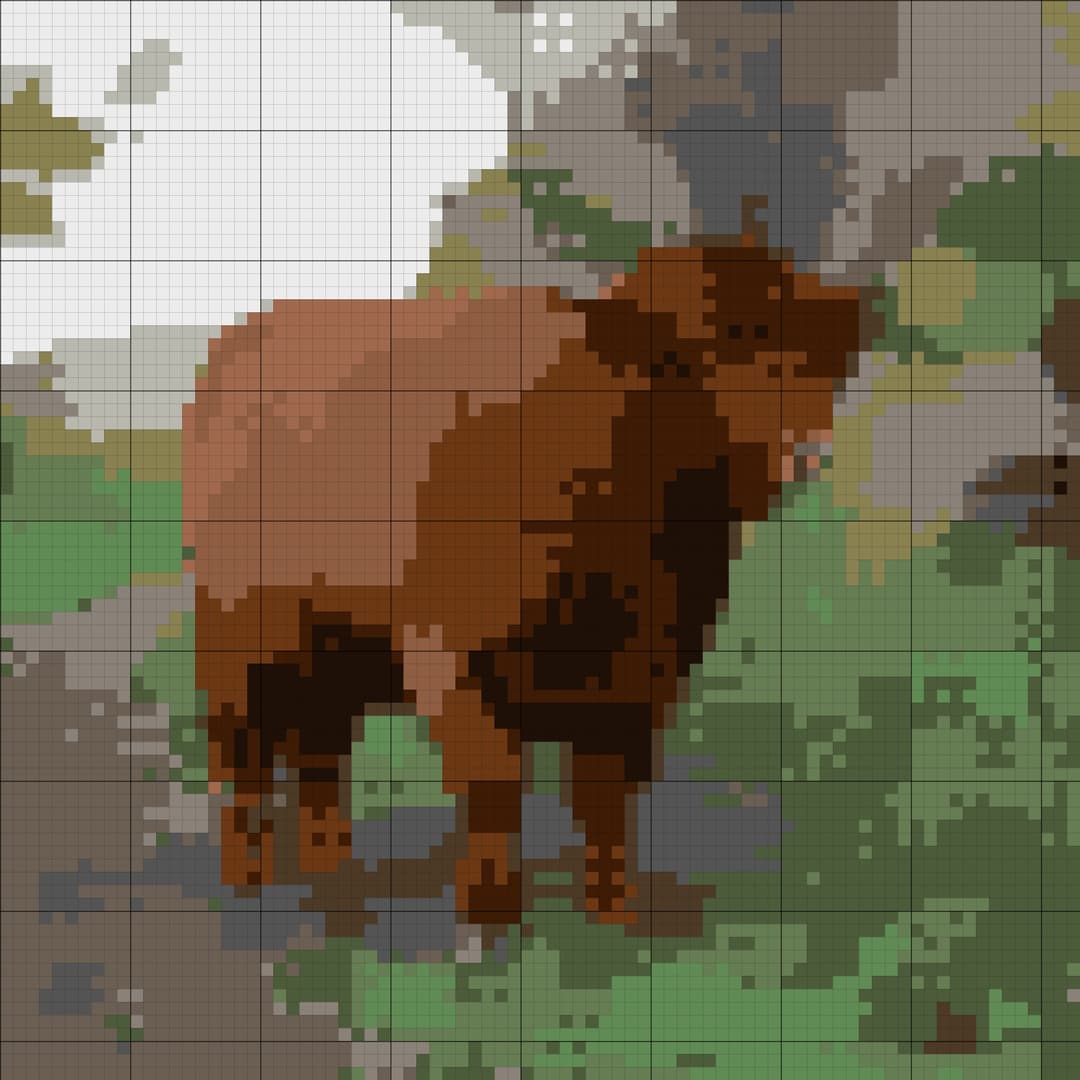 Highland Cow cross-stitch pattern