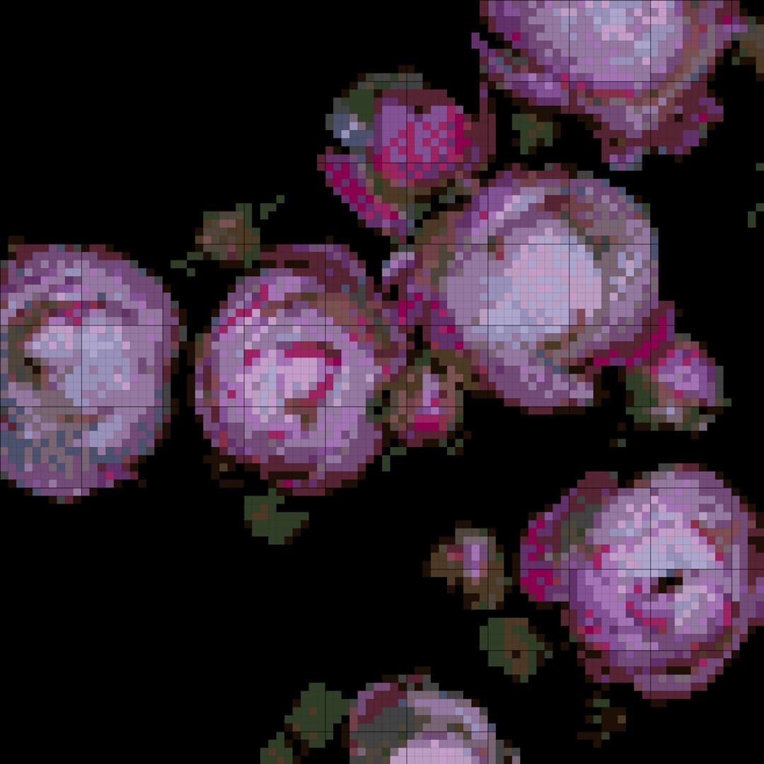 Pink Peony cross-stitch pattern