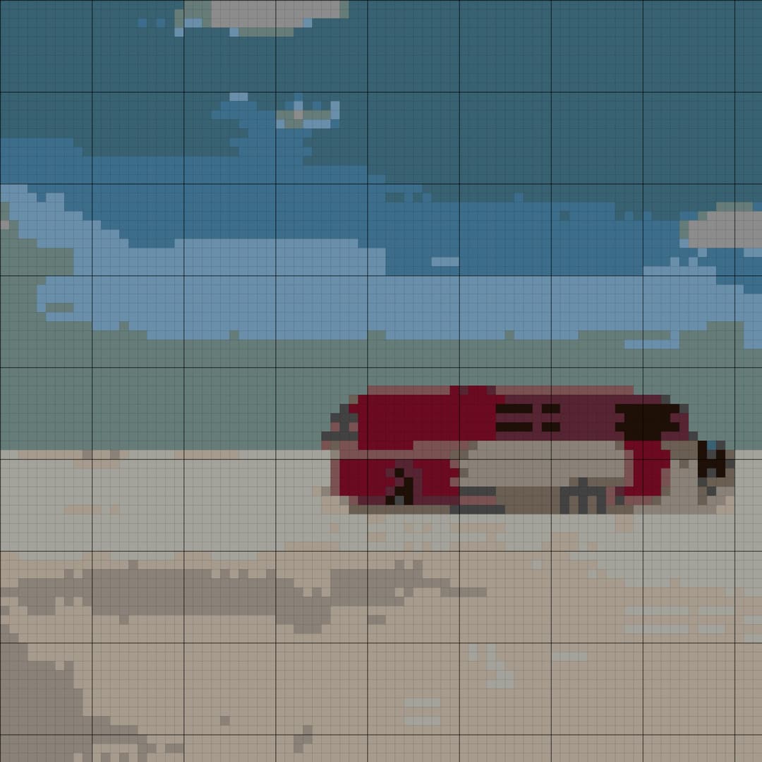 Red Camper Van cross-stitch pattern