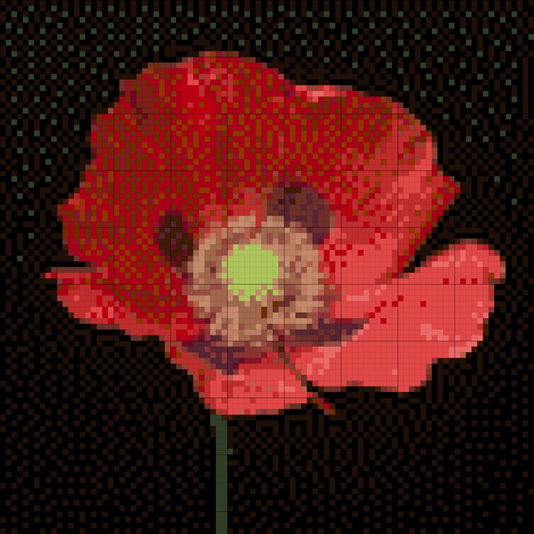 Red Poppy cross-stitch pattern