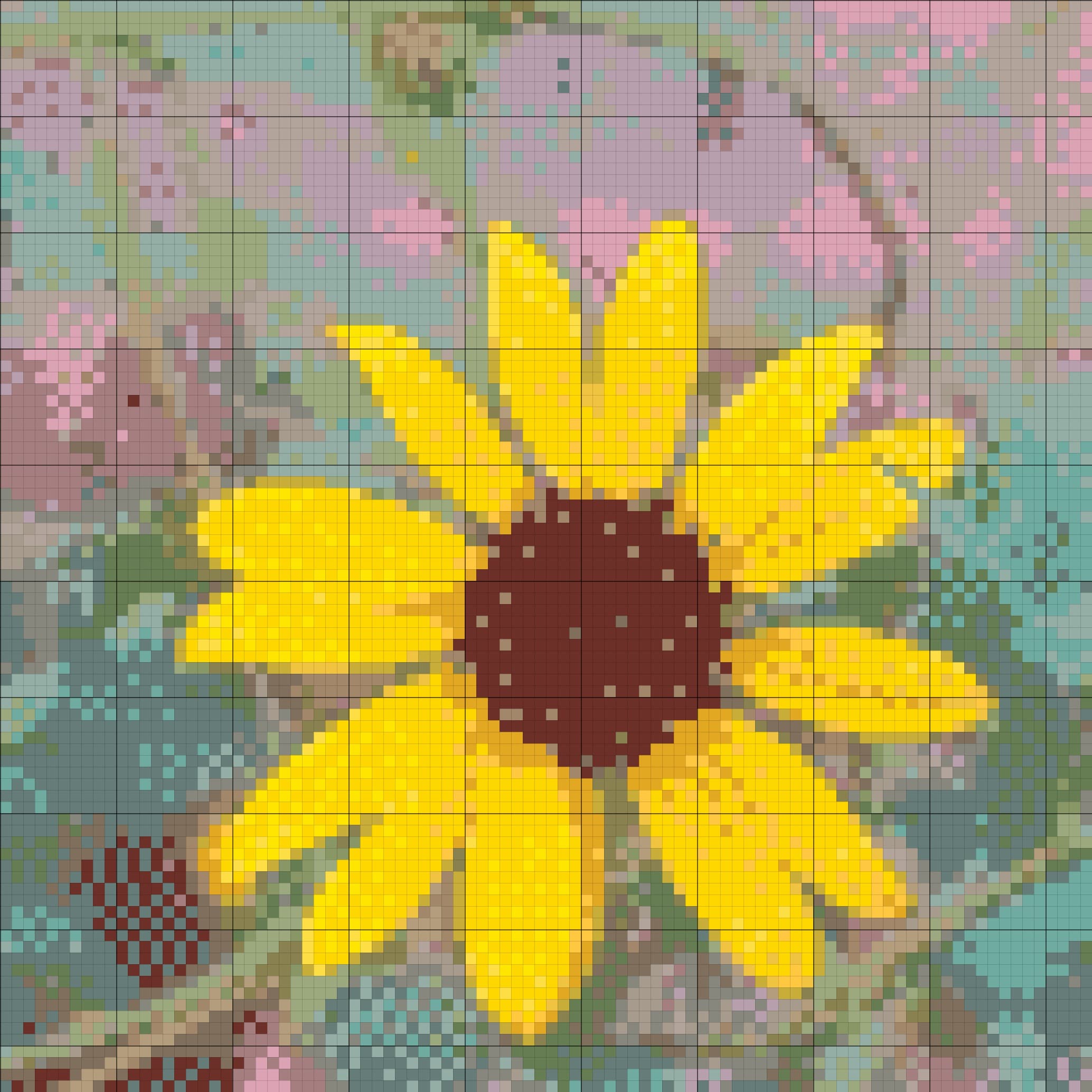 Sunflower cross stitch pattern chart