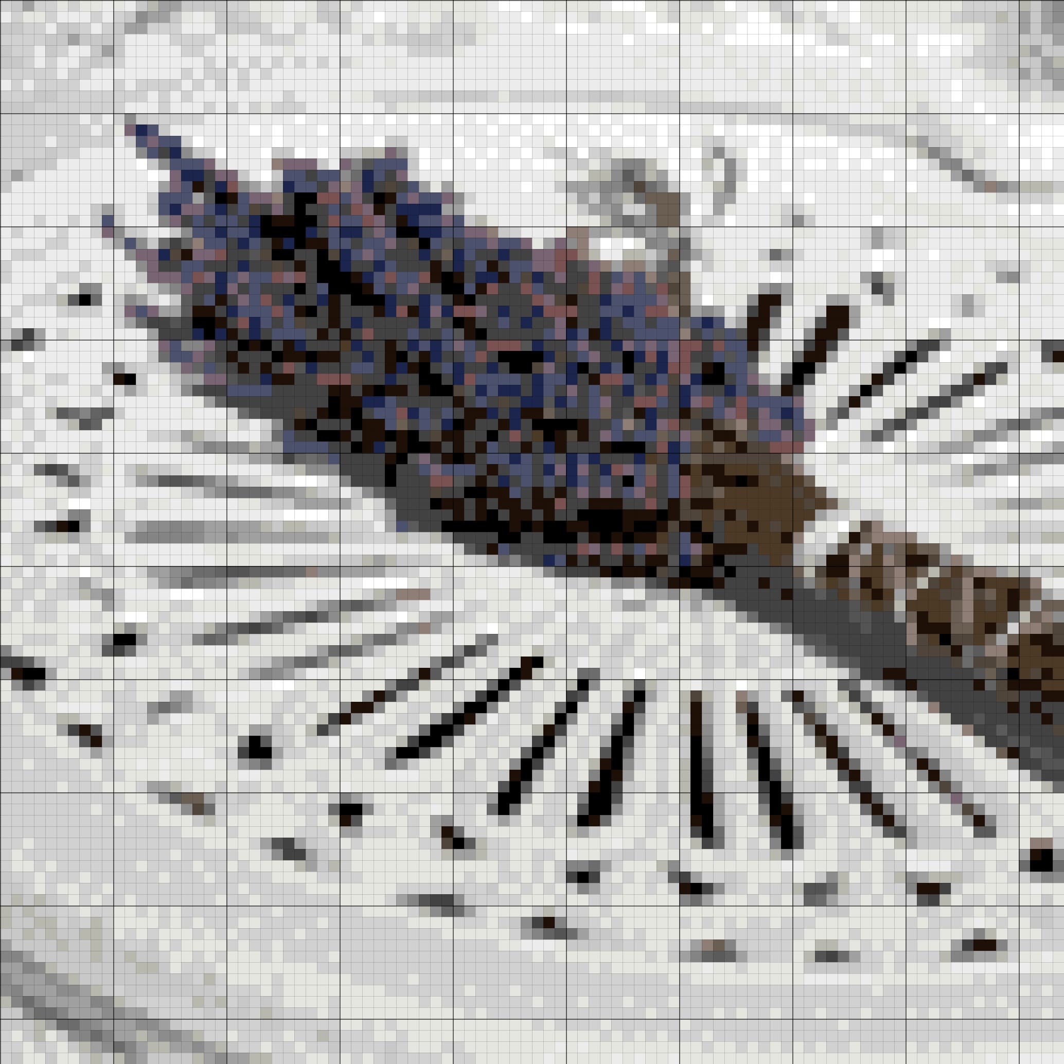 Lavender bouquet photograph converted into a 94 by 94 cross stitch chart